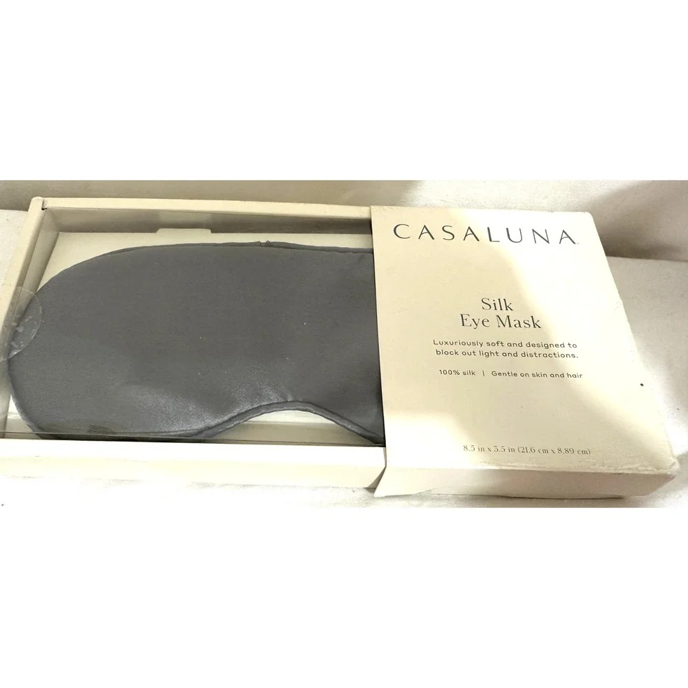 Casaluna Solid Silk Eye Mask Dark Gray Adjustable, Hand Washable, Polyester Fill